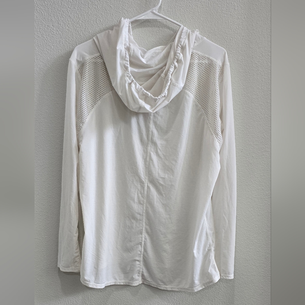 Zella White Mesh crowl neck Hoodie Top size large